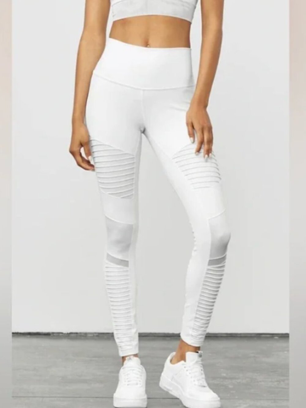 Alo Yoga High-Waisted Moto Leggings White Glossy XS NWT